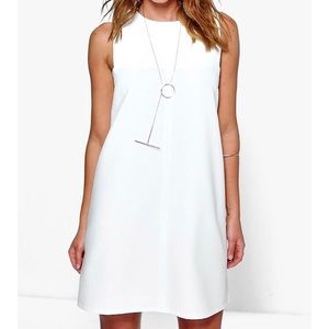 Boohoo white Abbey Tab Side Shift Dress, NWT